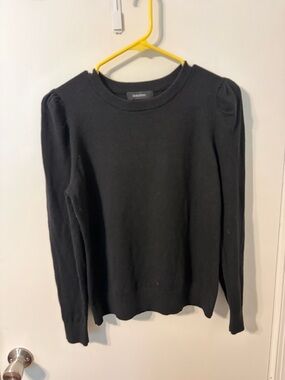 Black Puff Sleeve Crewneck Sweater